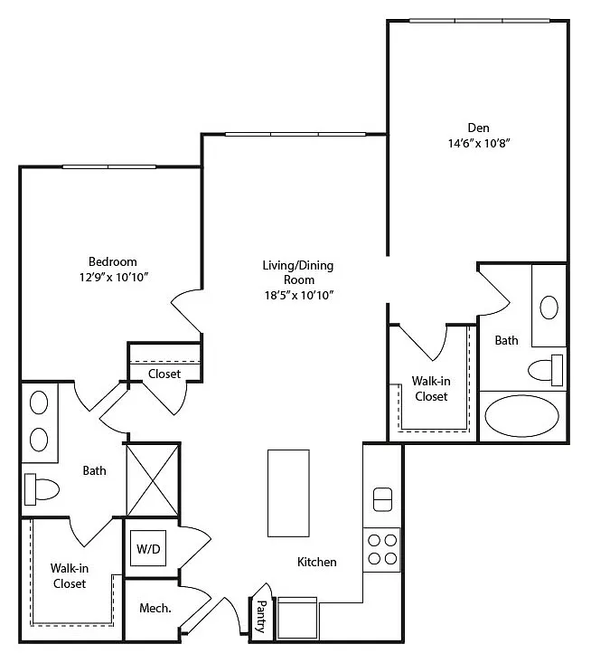 Floor plan 1 BR Den B3
