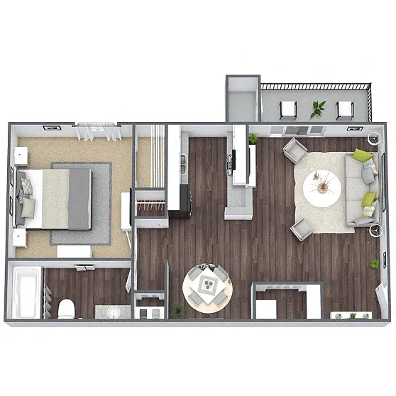 Floor plan A1: 1 Bed 1 Bath
