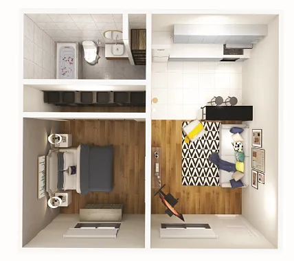 Floor plan 1 bedroom 1 bathroom