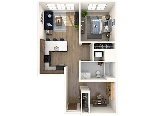 Floor plan One Bedroom + Den