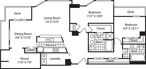 Floor plan 2 Bed Penthouse City