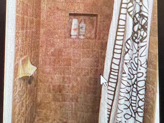 Travertine tiles on shower and flooring, easy clean up