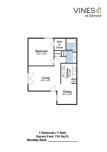 Floor plan 1 Bed 1 Bath