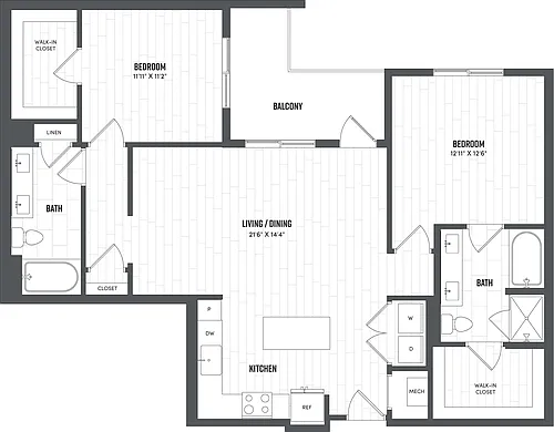 Floor plan 2 Bed/2 Bath-B3