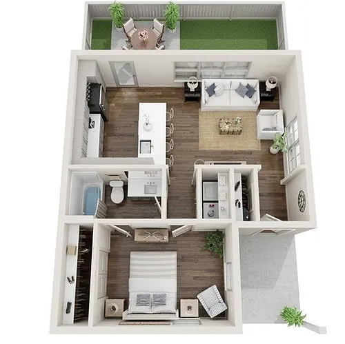 Floor plan 1 Bed Alder Twin