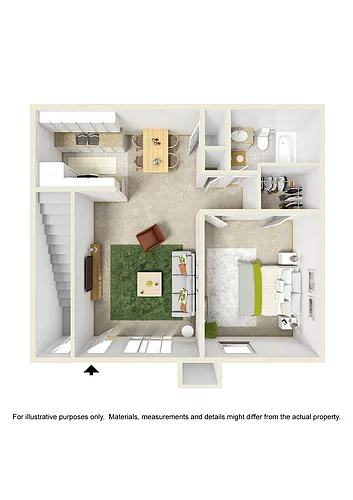 Floor plan 1 Bed (W/D Connections Optional)