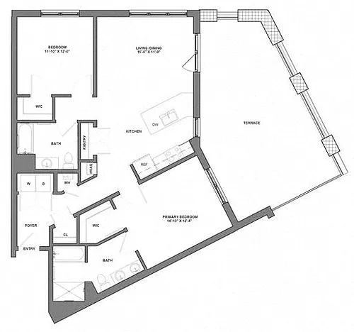 Floor plan 2 Bed/2 Bath-B2-1