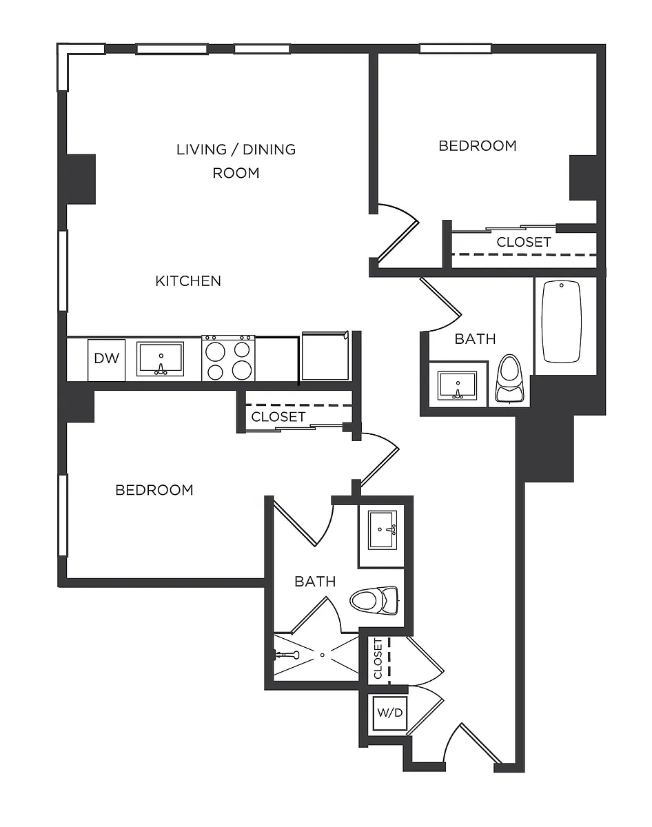 Floor plan 2 Bed/2 Bath-Y
