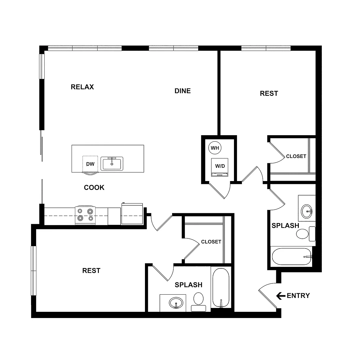 Floor plan 2 Bed/2 Bath-Shear