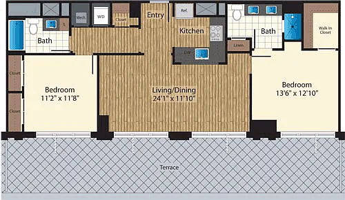 Floor plan PH Two Bedroom H 1128