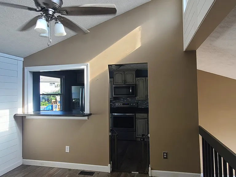 Dining Room with vaulted ceilings