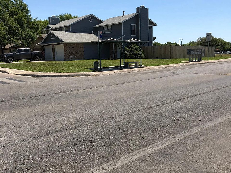 Corner lot with bus stop and mailboxes