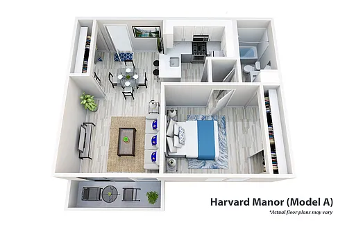 Floor plan 1 Bedroom, 1 Bath A