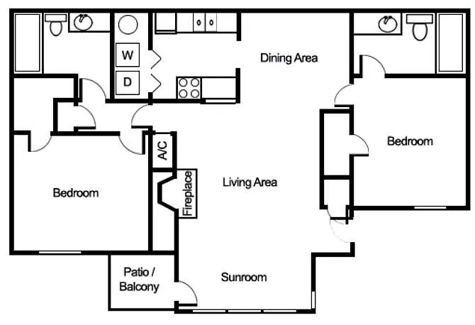 Floor plan 2 BEDROOM 2 BATH