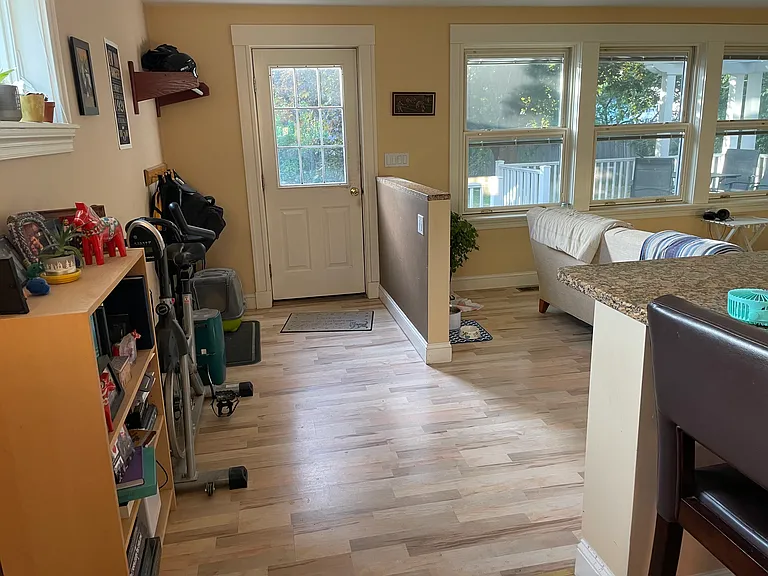 Kitchen transition into living room