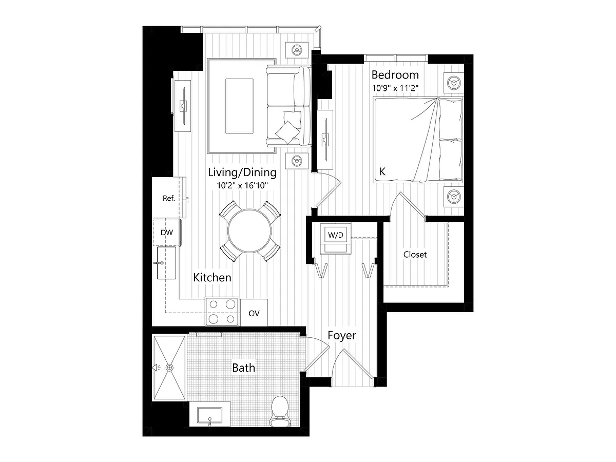 Floor plan HA7G | 1 Bed | 1 Bath