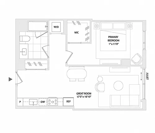 Floor plan 1 BED C15