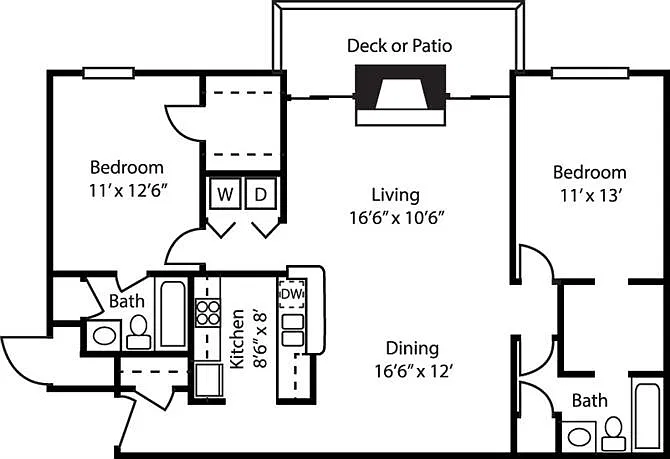 Floor plan 2BR-2BA-SUITE