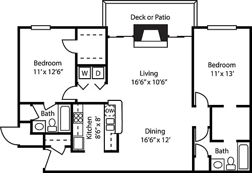Floor plan 2BR-2BA-SUITE