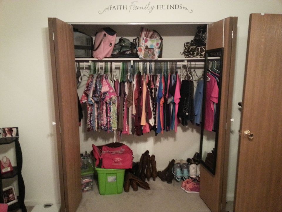 Bedroom closet extends whole length of wall