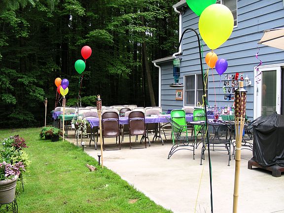 Patio set up for a party