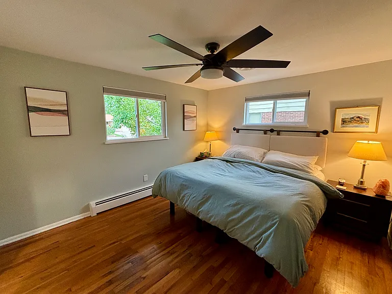 Main level master bedroom with king bed