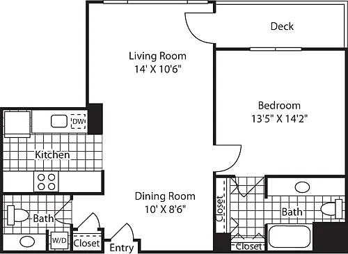 Floor plan 1 Bed SW Penthouse