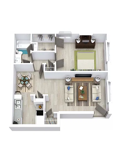 Floor plan 1 Bed 1 Bath 670