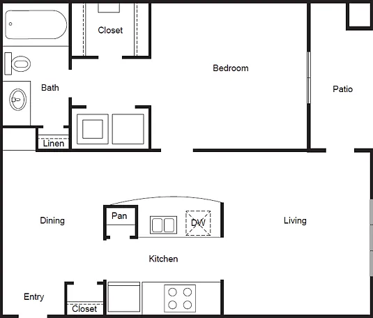 A1 Floorplan: 1 Bedroom, 1 Bathroom A1 Floorplan: 1 Bedroom, 1 Bathroom