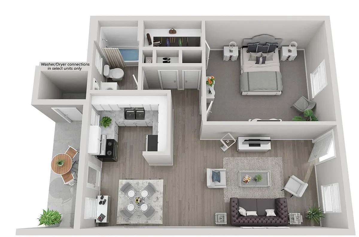 Floor plan 1 Bed x 1 Bath Garden