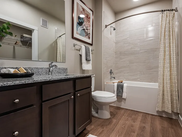 Modern Bathroom with Elegant Finishes at The Hightone in Denton, TX