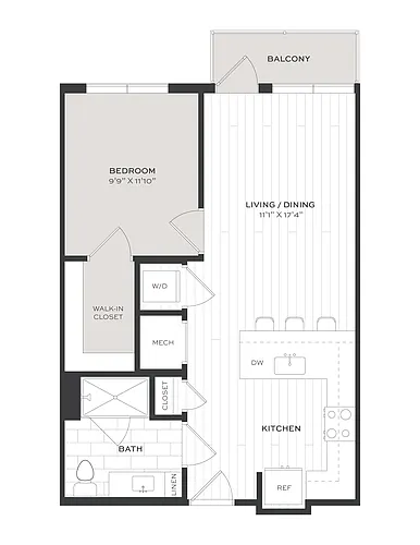 Floor plan 1 Bed/1 Bath-A3