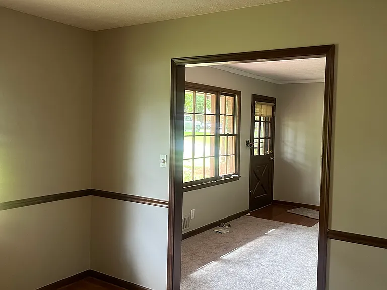 View into family room from dining room