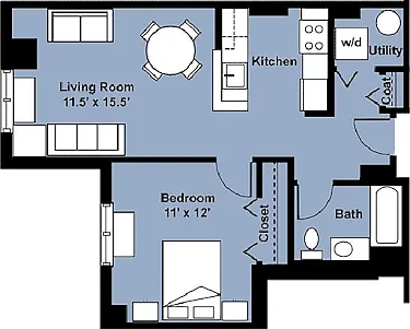 Floor plan Large 1 Bedroom