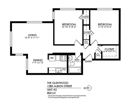 Floor plan 2 Bedroom, 1 Bath