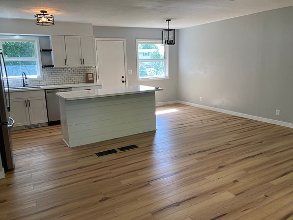 Open floor plan for kitchen. Opens up to back yard.