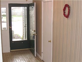 View from great room toward front entry hall
