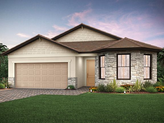 Home Exterior C2A with decorative stone detail and bay window