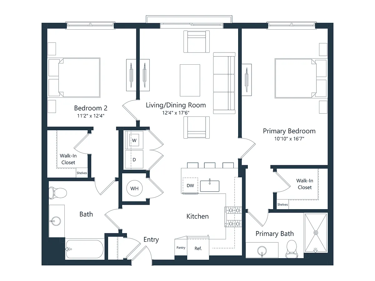 Floor plan C5 | 2 Bed | 2 Bath