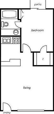 Floor plan ONE BEDROOM ONE BATH-R