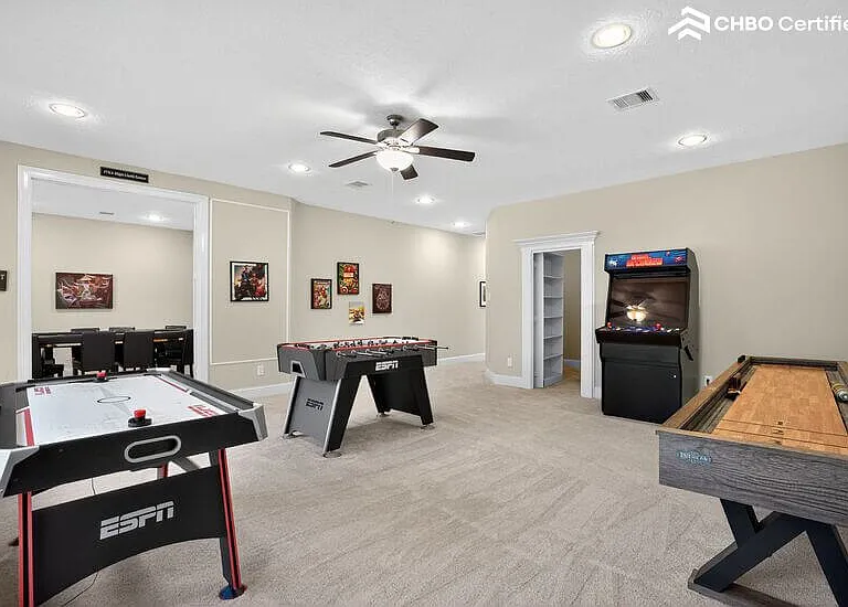 Game room with foosball table, arcade and more