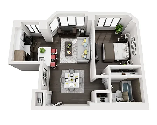 Floor plan One Bedroom A1E