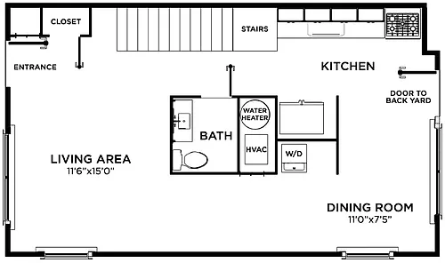 Floor plan 3BR/1.5BA Townhome Gray