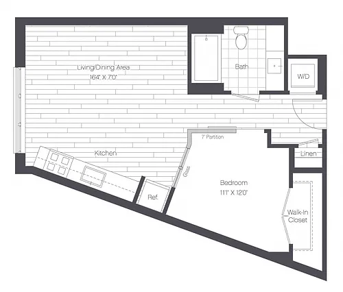 Floor plan 1 Bed/1 Bath-1C
