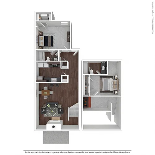 Floor plan Cypress - 2 Bed, Study, 2 Bath Townhome