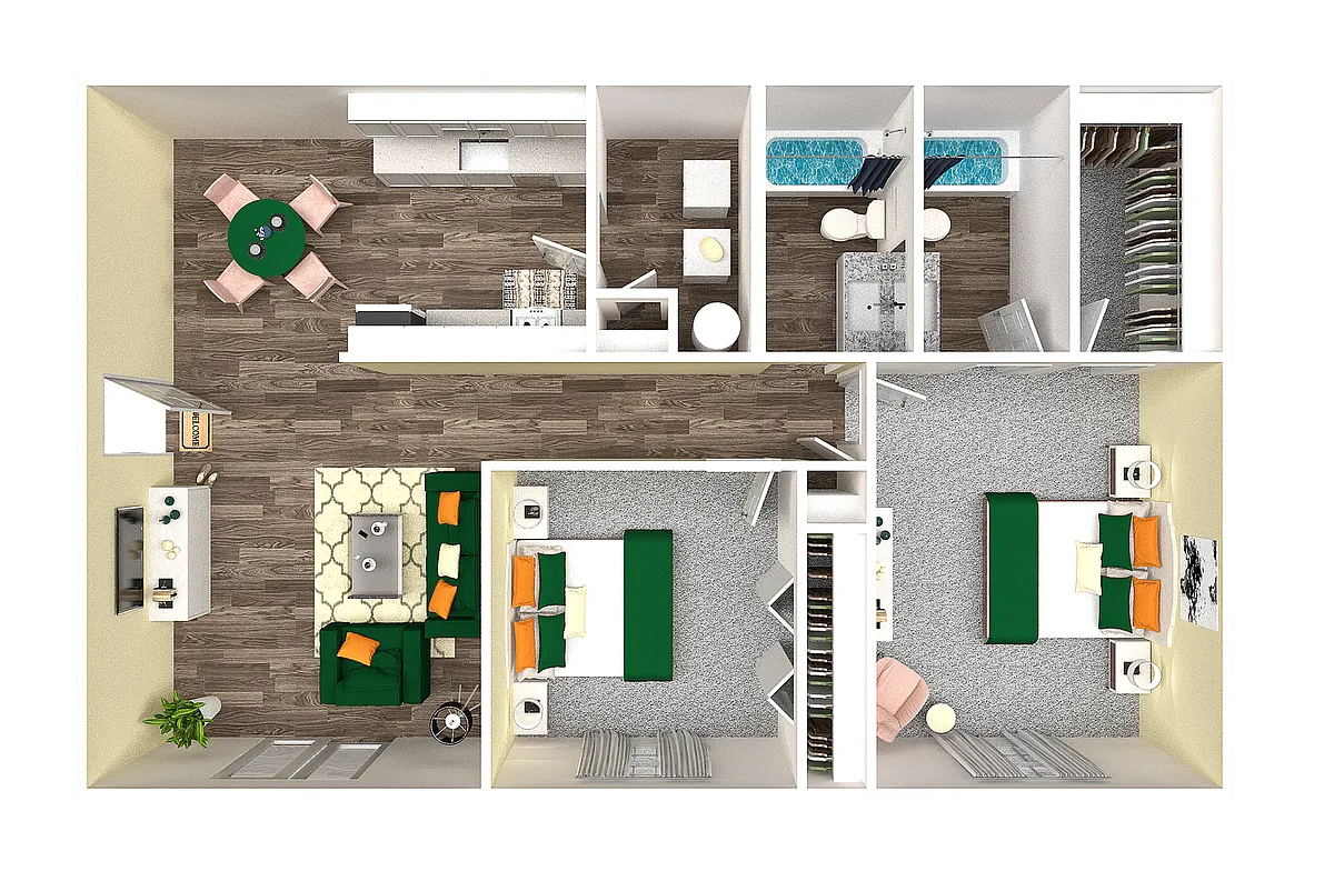 Floor plan Two Bedroom Two Bathroom