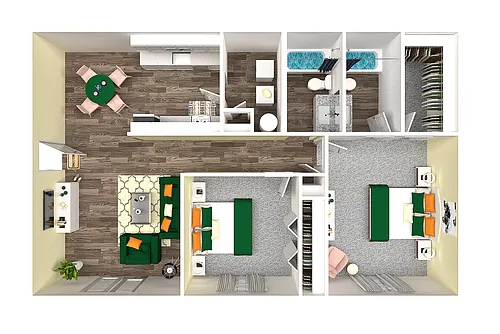 Floor plan Two Bedroom Two Bathroom