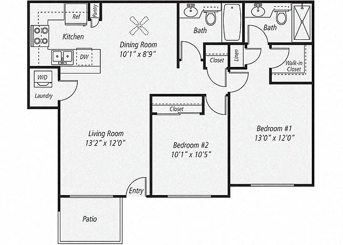 Floor plan Two Bedroom Two Bath Renovated
