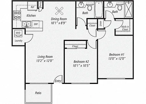 Floor plan Two Bedroom Two Bath Renovated