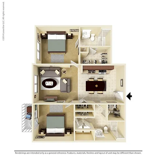 Floor plan 2 Bedroom - B1